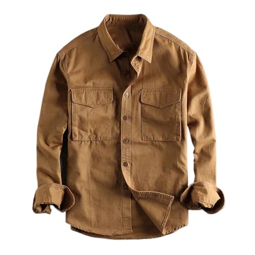 Camisa de trabajo retro para hombre de lona resistente al desgaste