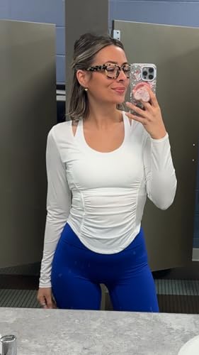 LASLULU Womens Long Sleeve Workout Tops Active Sheer Fitted Open Back Gym Yoga Athletic Running Tops Pilates Outfits4