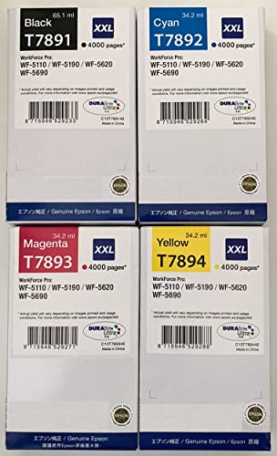 Cartouches d'encre Epson d'origine T7891 à T7894 XXL pour WorkForce WF-5622DWF WF-5690DWF