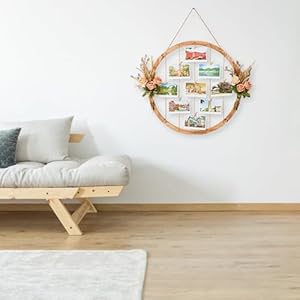 Large round wood picture frames 2362 hanging collage picture broad with artificial flowersround pine wood polaroid photo frame multi family photo for gallery decor hanging display board photo organize  urban country home decor