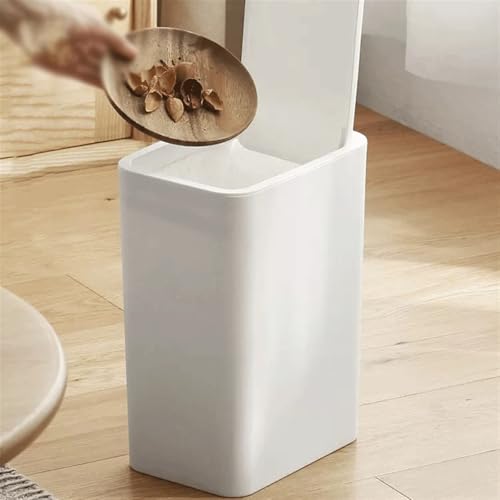 Caneca de basura de plástico 8.5L con tapa blanca miniatura 5