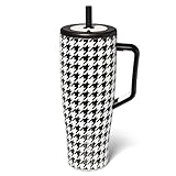 BrüMate Era 40 oz Tumbler with Handle and Straw | 100% Leakproof Insulated Water Bottle Tumbler with Lid and Straw | Made of Stainless Steel | Cup Holder Friendly | 40oz (Houndstooth)