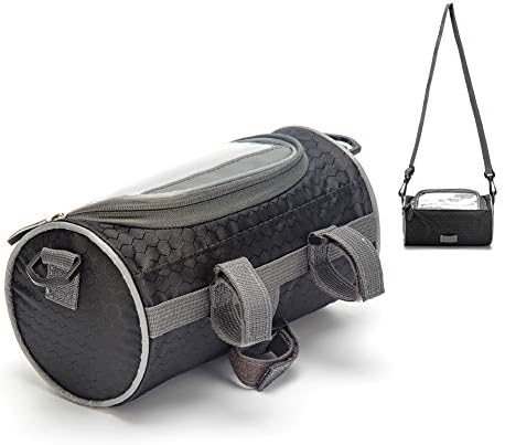Adjustable and Removable Shoulder strap Waterproof Bicycle Handlebar Bag with Transparent Pouch Touch Screen, Large-Capacity Front Pack for Road Bikes, Mountain Bikes and Motorcycles ((Black "L" size)