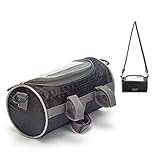 Adjustable and Removable Shoulder strap Waterproof Bicycle Handlebar Bag with Transparent Pouch Touch Screen, Large-Capacity Front Pack for Road Bikes, Mountain Bikes and Motorcycles ((Black 'L' size)