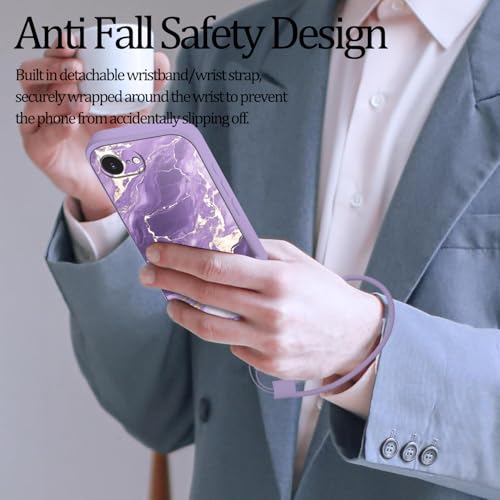 Coque silicone iPhone 16e effet marbre violet texture soft-touch premium - 6
