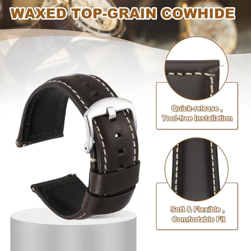 Correa de reloj de 26 mm antiarañazos de piel gris con pasador 3
