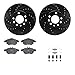 Dynamic Friction Company Front Brake Rotors-Drilled and Slotted-Black with 5000 Advanced Brake Pads includes Hardware 8512-65012