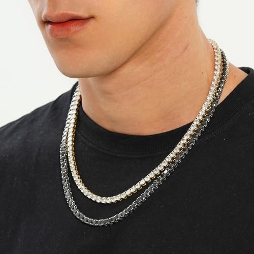 5MM Colorful Baguette Tennis Necklaces For Women Chains 14K Golden Silver Plated 5A+ Cubic Zirconia Tennis Mens Chain Necklaces Woman4