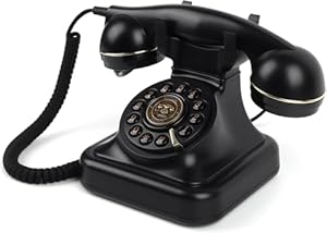 FESTRING Retro vaste telefoon met drukknopbellen, vintage telefoon met instelbaar belvolume en herhalingsfunctie, retro telefoon met snoer voor thuis, kantoor, hotel, zwart