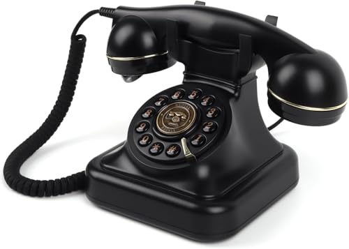 FESTRING Retro Landline Phone with Push-button Dialing, Vintage Phone with Adjustable Ringer Volume and Redial Function, Corded Retro Telephone for Home, Office, Hotel, black