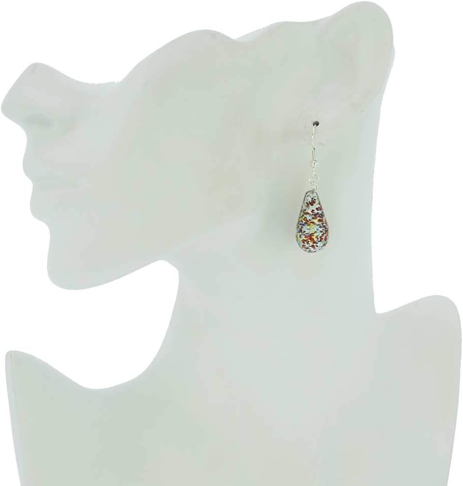 Glass Of Venice Murano Glass Teardrop Earrings - Silver Multicolor Confetti