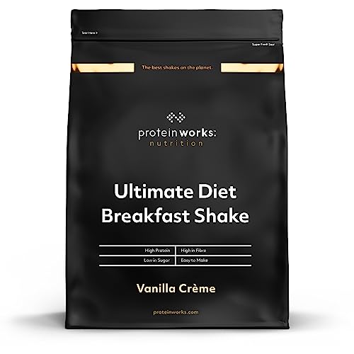 Protein Works - Ultimate Diet Breakfast Shake, Low Calorie Breakfast Shake, High Protein, Low Sugar Breakfast, 18 Servings, Vanilla Crème, 1kg
