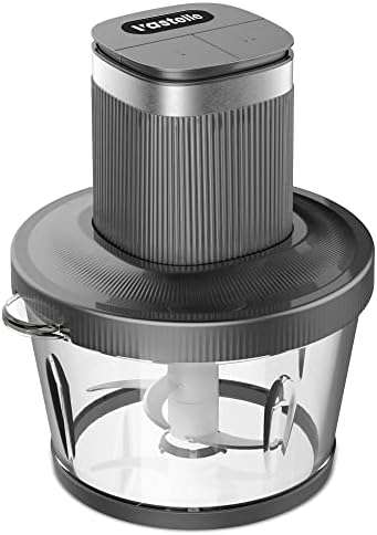 Food Processor, VASTELLE Electric Food Chopper for Meat, Vegetables, Fruits and Nuts, 8 Cup Glass Bowl Food Grinder with 2 Speed, Grey