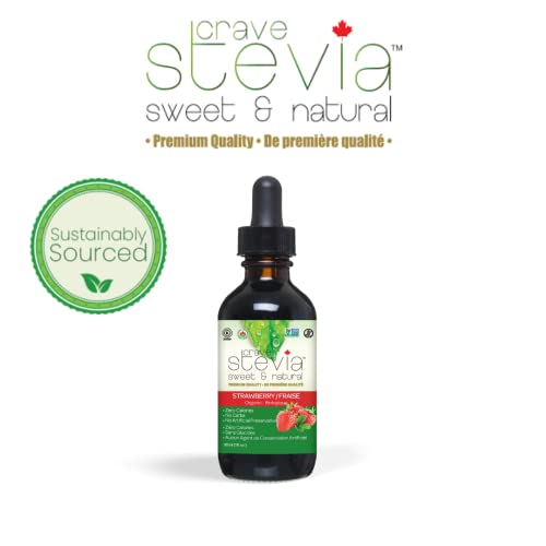 Crave Stevia Liquid Stevia Drops | All Natural, Organic, No Calories, Zero Carbs | Keto, Diabetic Friendly | Gluten Free, Kosher (Strawberry) #TOP1