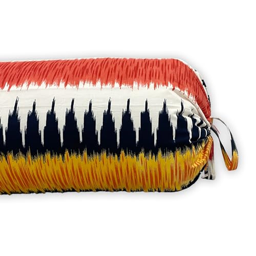 Image of Swayam Set of 2 Pure Cotton Bolster Cover | 30x30 Inch | Soft Breathable Masnad Cover 200TC | Durable & Washable | Motif Print Bolster Cover for Diwan, Bed & Sofa - White & Brown