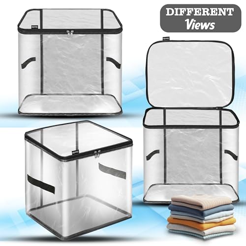 Image of Storite PVC 2 Pack Jumbo Saree Bags, Transparent Saree Bags With Zip, Saree Covers For Storage With Moisture & Dust Proof, Wardrobe Organizer(45x41x33 cm)