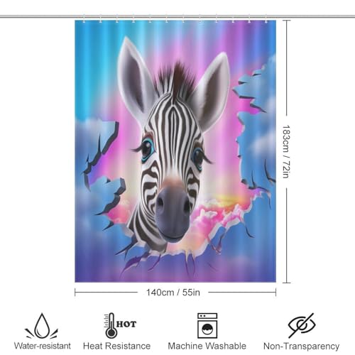 Rideau de douche zèbre de qualité supérieure en polyester 140x183cm - 4