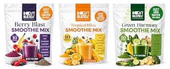 Smoothie Variety Pack - 30 Instant Breakfast Smoothies 3 Delicious Flavors - 100% Real Fruits - Healthy On the Go Nutrition