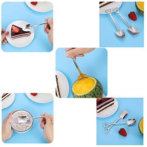 8PCS Dessert Spoons Set Stainless Steel Flat Shovel Shape Dinner Teaspoon for Dessert Coffee Tea Ice Cream Fruit Cake Baby Food for Home Kitchen or Restaurant