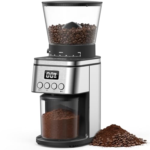 Conical Burr Coffee Grinder, Electric Coffee Grinder with Adjustable Settings, Conical Burr Mill with Easy-Clean Design – for Espresso, Drip, French Press & Cold Brew