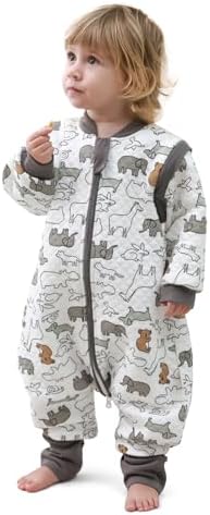 Saco de dormir para bebé con pies, 2.0 TOG, 100% algodón, saco de...