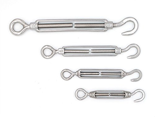 Tenditore Ad Occhio In Acciaio Set Di 4 Tenditori M8 Con Gancio E Occhio - Perfetti Per Cavi Tenditore Ad Occhio Beta