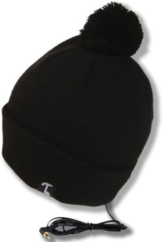 Tooks POMADOR Cuffed Headphone Beanie w/ Pom, Featuring Built-in Removable Headphones - COLOR: BLACK, Unique Gift Idea