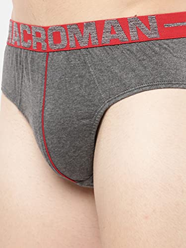 Image of Macroman Salsa Classic V-Brief for Men, (Pack of 2,L) Compact Cotton Underwear with Contour Pouch, Soft Waistband & Anti-Microbial Finish, Black Melange