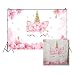 Produktbild Cassisy 3x2m Vinyl Einhorn Fotohintergrund Rosa Kirschblüten Tapete Lächelndes Einhorn Goldhorn Fotoleinwand Hintergrund für Fotoshoot Fotostudio Requisiten Kinder Photo Booth