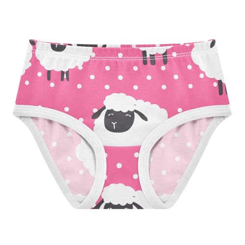 Animal Toddler Girls Underwear 2t Cotton Panties for Girl Cute Cartoon Sheep White Hotpink Briefs Undies Kids