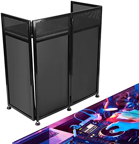 DJ Booth Foldable Projector Display Scrim Panel,2 Scrims Portable DJ Event Booth Facade w/Built in Table+Travel Bag+Scrims(82.7 * 44")