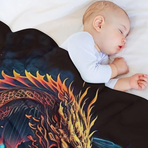 Couverture dragon polaire douce en flannel pour canapé | 130x180 cm - 5
