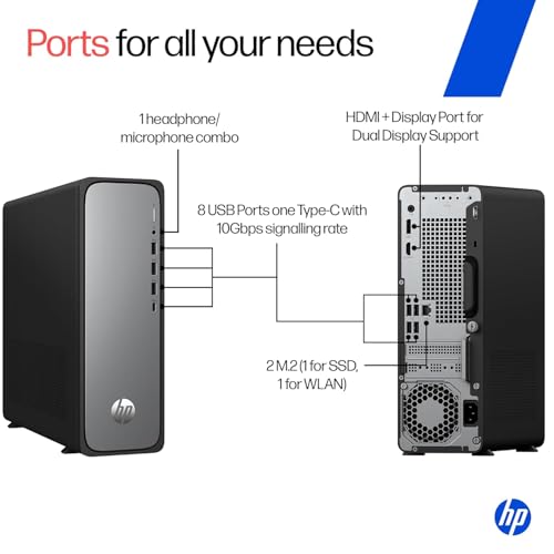 Image of HP OmniDesk Slim, 13th Gen Intel Core i3-13100 (8GB DDR5, 512GB SSD), Win11, M365* Office 24, Meteor Silver, 3.8kg, Black Wired Keyboard, UHD Graphics, S03-0019in