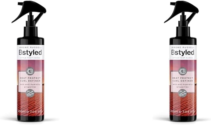 Jerome Russell BStyled Heat Protect Curl Definer – Curly Hair Products for Bouncy Curly Hair & Frizz Ease with Pomegranate, Turmeric & Bond building Technology, Vegan Hair Care, 200ml (Pack of 2)