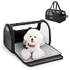 BurgeonNest Soft Sided Dog Carrier Airplane Approved for Small Dogs Side Expandable Pet Cat CarrierLightweight Puppy Purse 0 15 lbs 177x11x11 Inchs Up to 16lbs Black
