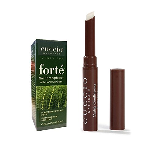 Bundle of 2 items: Cuccio Naturale Cuticle Conditioning Butter Stick in Milk & Honey and Forte Horsetail Grass Nail Strengthener