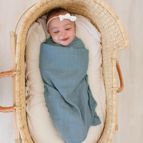 Image of Viviland Muslin Swaddle Blankets, Breathable and Skin-Friendly Baby Receiving Blankets, 2-Pack Deer, 47 x 47 inches