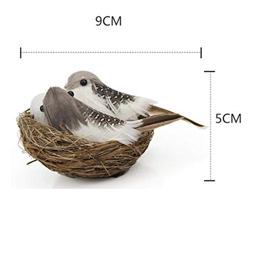 Image of R H lifestyle Artificial Foam Feathered Mini Birds with Hay Nest & Eggs Ornaments, DIY Craft for Home Garden Lawn Decoration Party Accessories (9 x 7 x 5 cm) Pack of 1