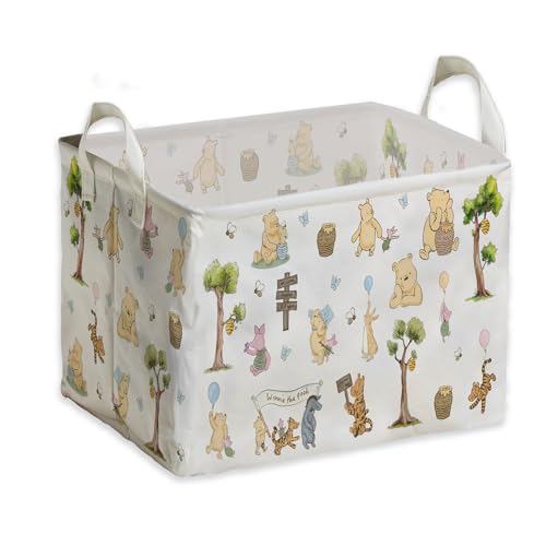 Image of ZsaTuiy Winnie Storage Nursery Basket,Large squarecanvas Laundry Hamper WithWinnie baby Stuff A Waterproof PECoating, Foldable, Bathroom and Bedroom SetClothes ,Toys Bin, Baby Nursery HamperDecor