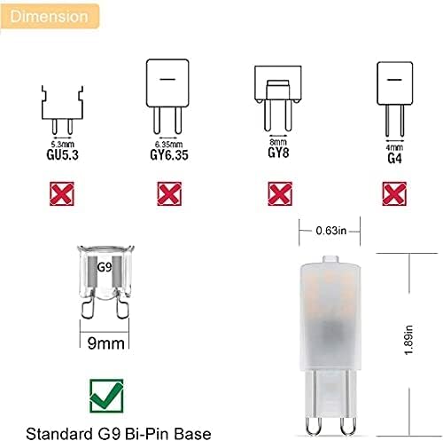 Miniatura 8 de Cheopha Bombillas LED G9 de 2.5 W 25 W equivalente a 2700 K 3000 K, luz blanca cálida suave G9 bi pin base para lámpara colgante lámpara de mesa