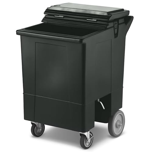 Carlisle FoodService Products Cateraide Tall Ice Caddy Insulated Ice Carrier with Wheels for Catering, Bar, and Restaurants, Plastic, 125 Pounds, Black