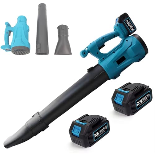 Soplador de hojas inalámbrico, potente soplador de jardín eléctrico de 21 V con batería y cargador, soplador de hojas de jardín transparente de patios, canalones, entradas
