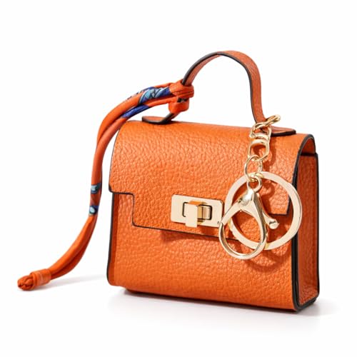Luxury Designer Dog Poop Bag Holder Case – Barkin Pet Waste Bag Dispenser Pouch with Gold Hardware, Portable Dog Walking Accessory with Keychain Clip for Doggie Leash & Travel (Orange) - Image 3