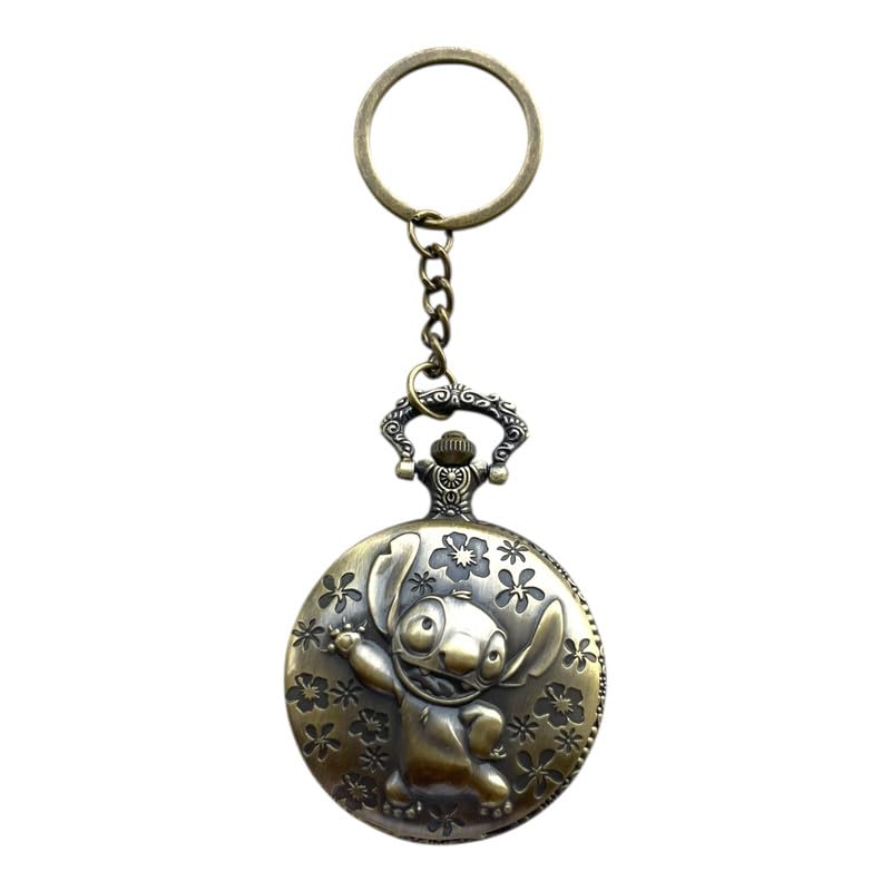 Stitch Pocket Watch(Working) Metallic Keychain with Box