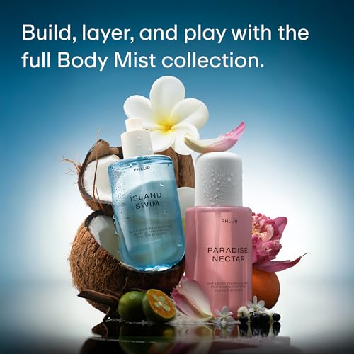 Image of PHLUR Island Swim Body Mist, 3 Fl Oz - Hair and Body Perfume | Tropical Citrus Coconut Body Spray with Bergamot, Plumeria & Sandalwood Fragrance