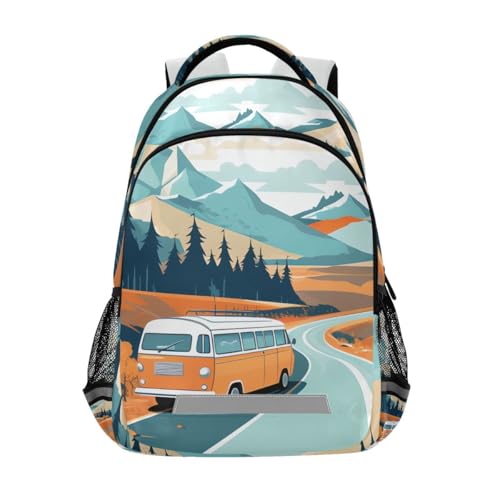 Kids Backpack Vintage Camper Van Daypack for School and Travel