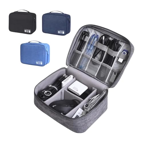 Estojo Organizador de Cabos e Acessórios Eletrônicos Portátil com Compartimentos Internos Bolsa de Viagem para Fones, Adaptadores e Itens de Tecnologia