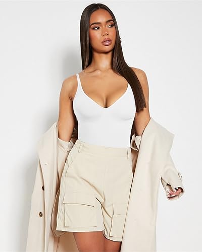 6pecil Modelador modelador de barriga com decote em V profundo sem costura modelador corporal para m