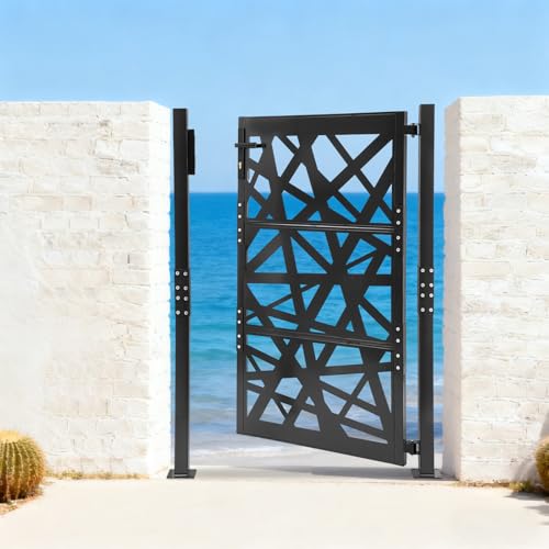 Portail de jardin verrouillable en métal pour clôture de jardin - Avec poignées et clé - 105 x 150 cm