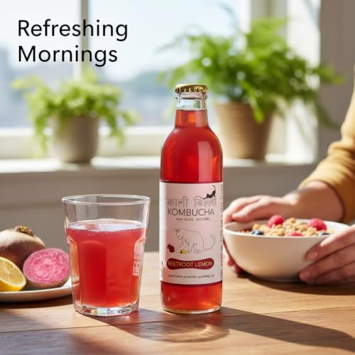 Image of KAALI BILLI Kombucha Beetroot Lemon, Pack of 4 | Fermented Tea, All Natural, Gut Healthy Drink | 4 x 250ml | Vegan, Preservative free, Low calorie, Low sugar